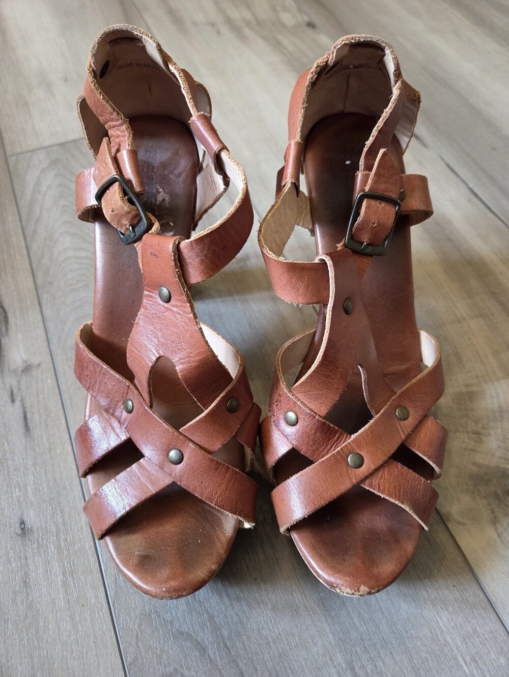Bed Stu Brown Leather Strappy Sandals